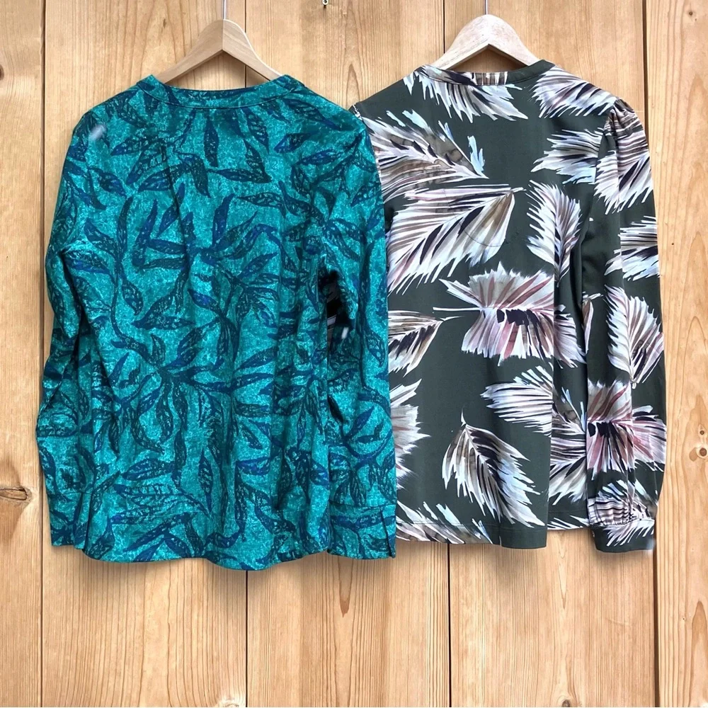 Bundle of 2 Nic + Zoe Floral Leave Pattern Tops Sz Medium - Picture 6 of 6
